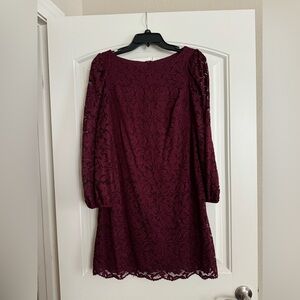 NWT Jessica Howard  lace overlay dress - burgundy 10 petite